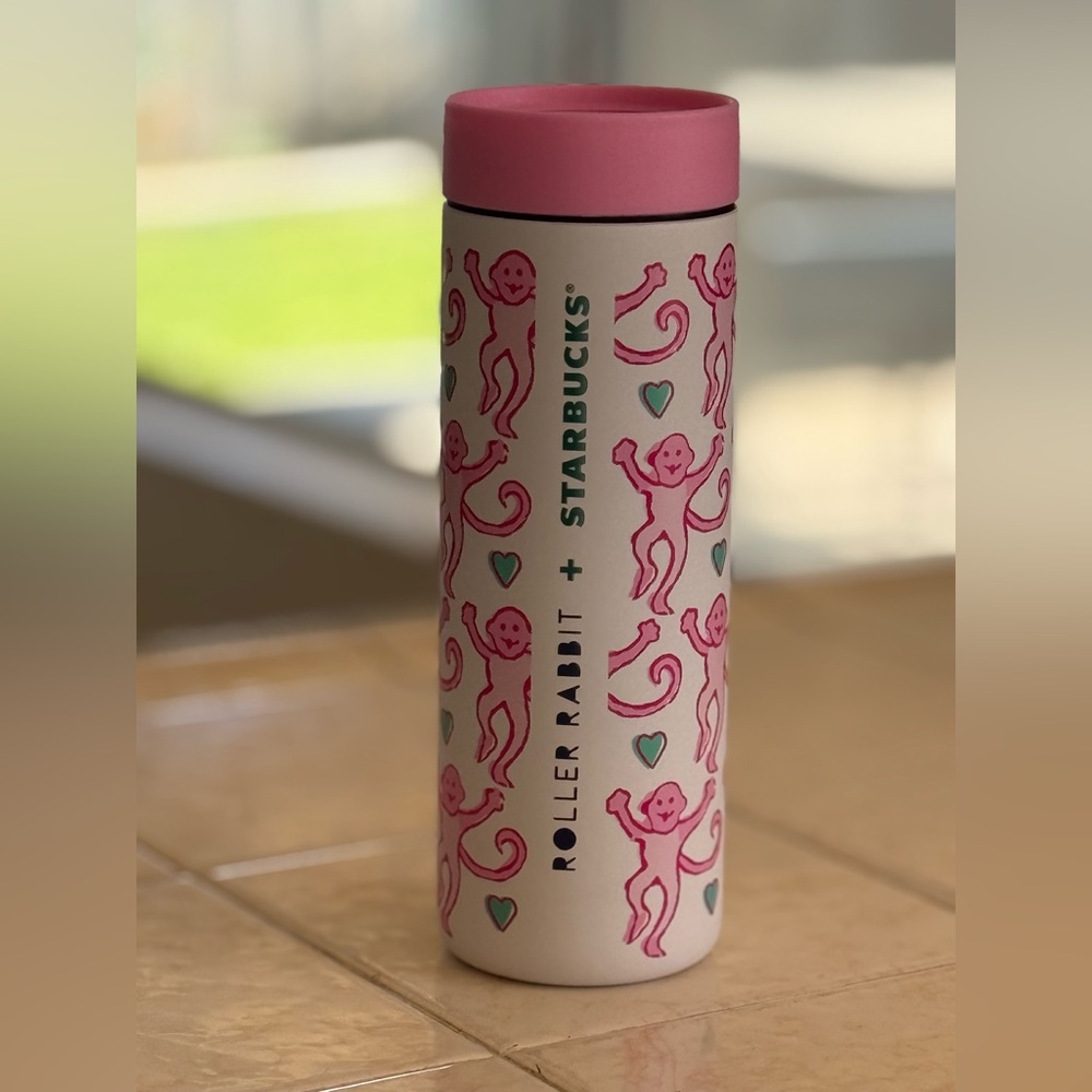 Starbucks Roller Rabbit Pink and Green Tumbler